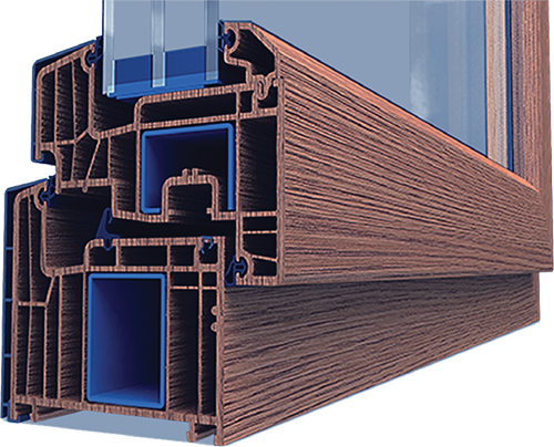 P2 seven-chamber hybrid window frame cross-section