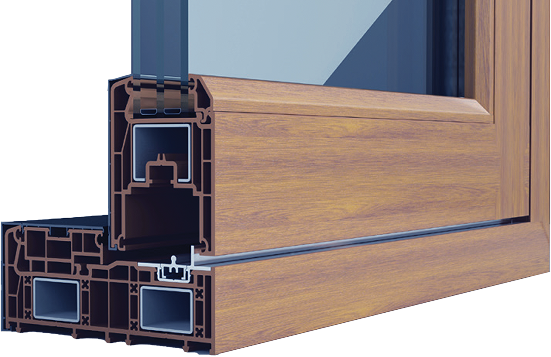 SS2 hybrid sliding door frame cross-section